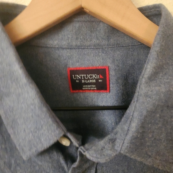 UNTUCKit Blue 100% Cotton Button Up Dress Shirt Mens XL - Picture 3 of 5